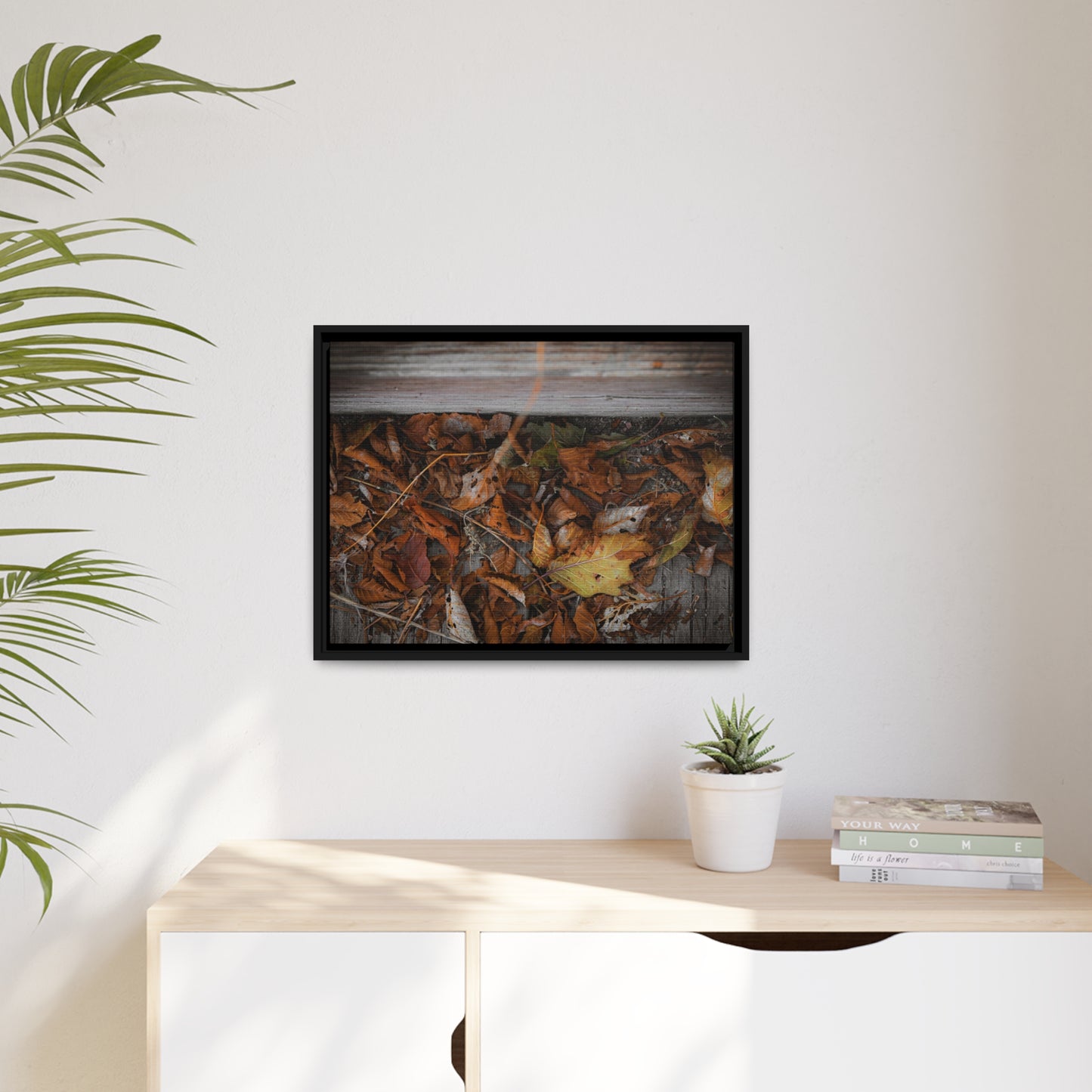 "Leaves on a Bridge" Framed Canvas